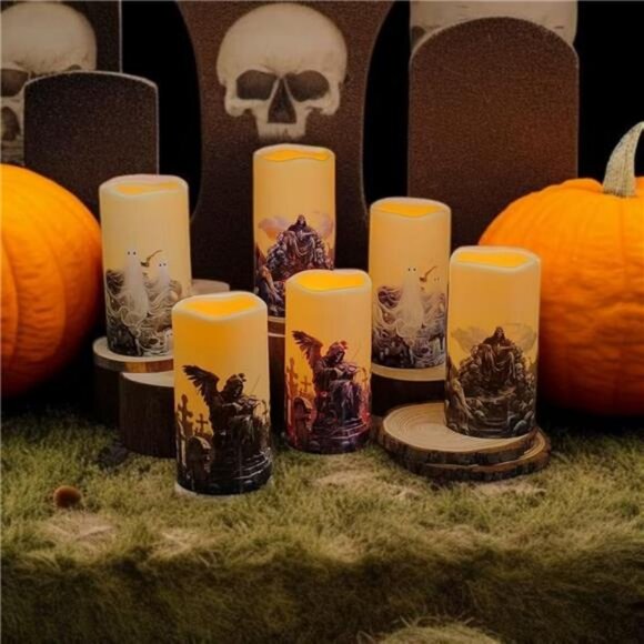 Gothic Style Weatherproof Fall Halloween Decorations LED Flameless Candles - Picture 6 of 8